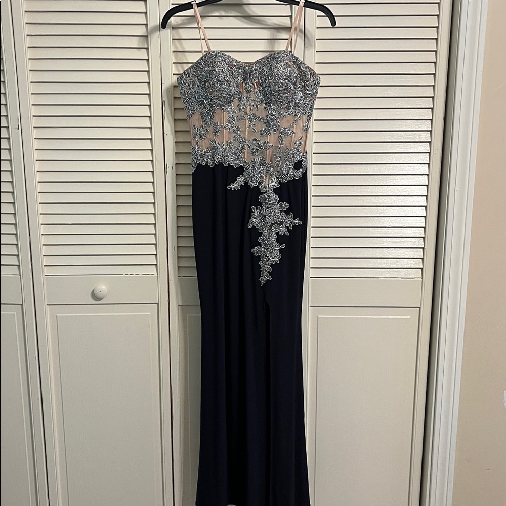 Blondie Nites Black and Gold Formal Dress